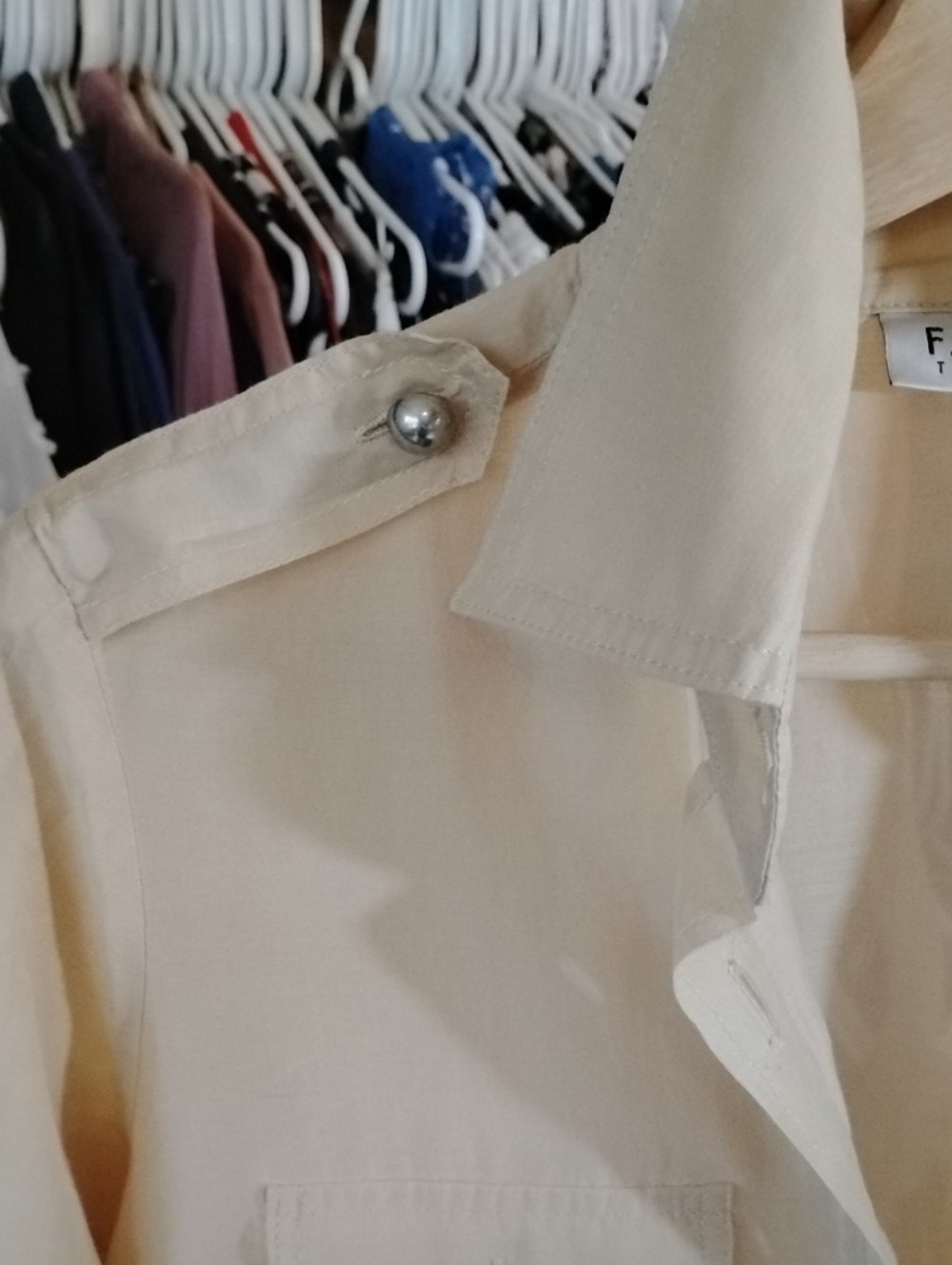 Farinaz Taghavi Italian Cotton Cream Button-Front Stylish Timeless Top - Picture 4 of 9